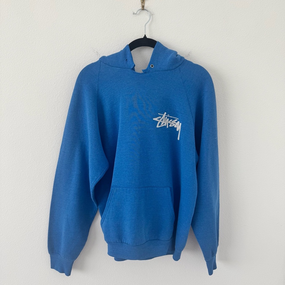 Vintage Stussy Classic Blue Worn Hoodie